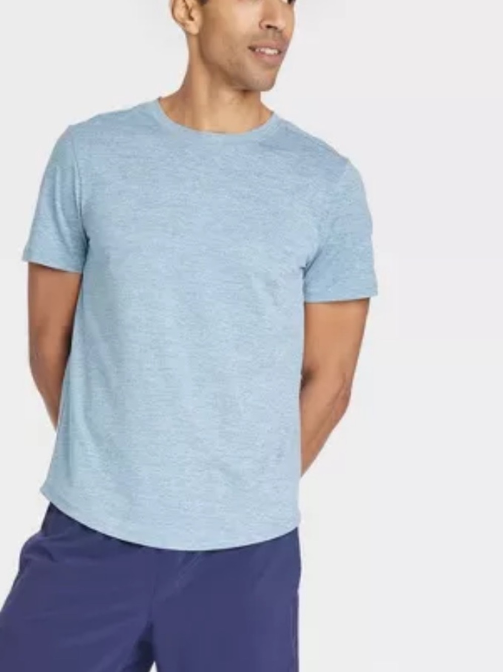 all in motion Heathered Light Blue Short Sleeve Crewneck Tee